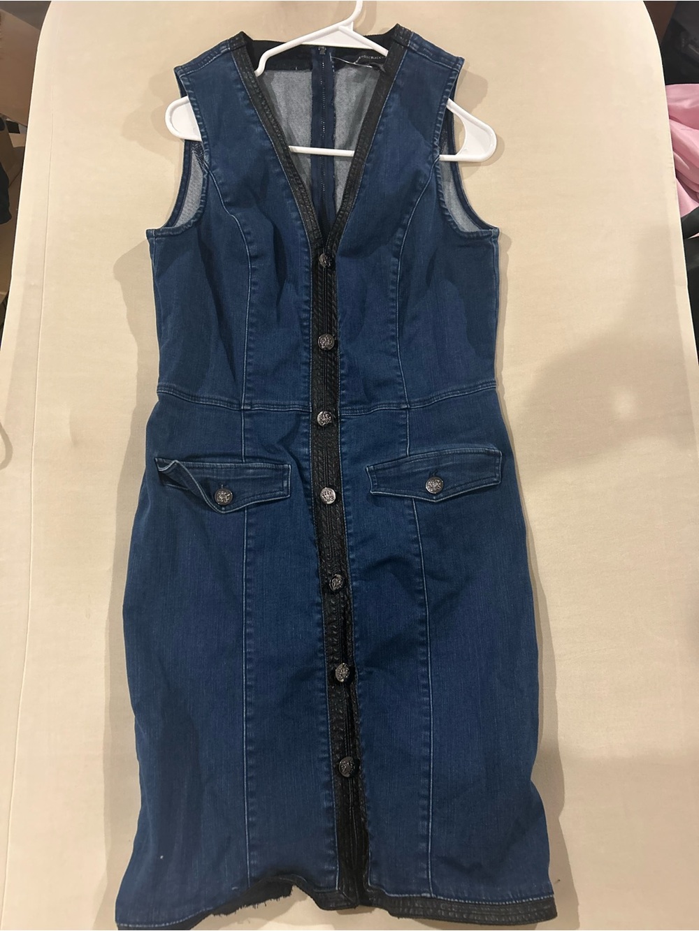 White House Black Market Dark Blue Denim Button-Front Midi Dress